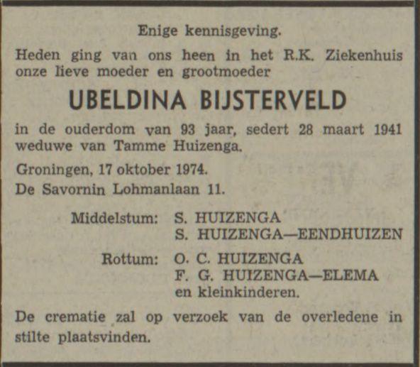 ubeldina bijsterveld on 19 Oct 1974.